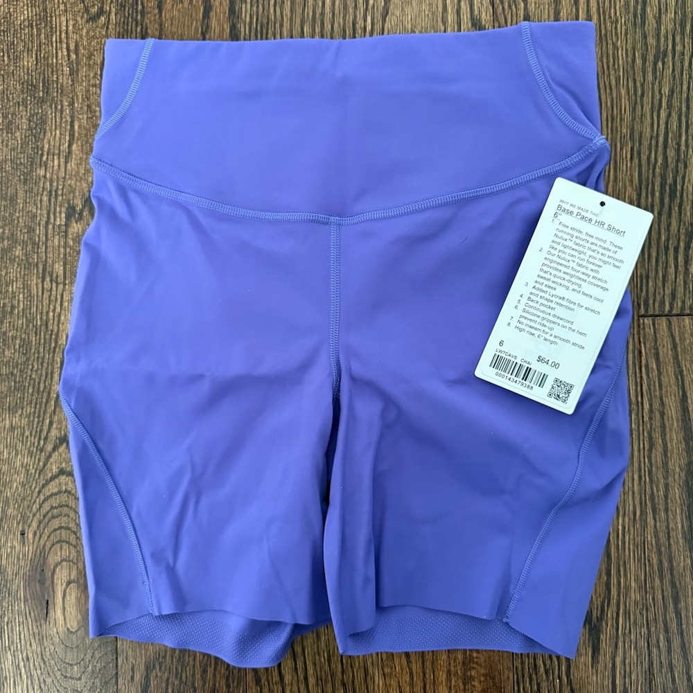 NWT Lululemon Base Pace HR Short 6” Style Purple Size 6